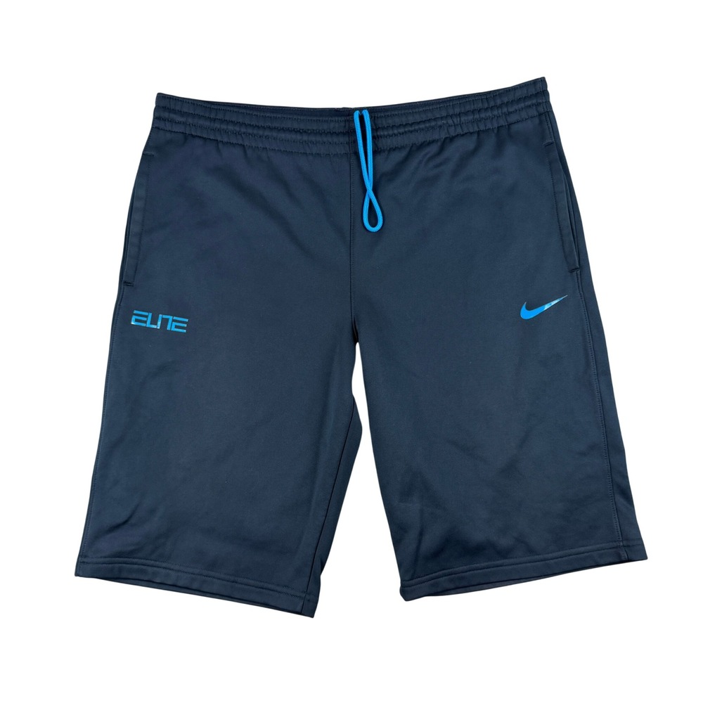 Nike Elite Shorts‎ Mens L Blue Therma-Fit Basketball Athletic Drawstring Pockets